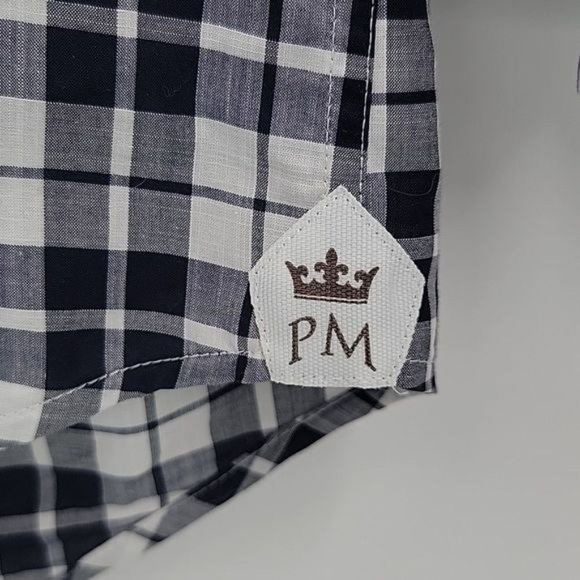 Peter MILLAR Men's XL Long-Sleeve Button-Down Shirt Blue and White Plaid - Picture 5 of 7